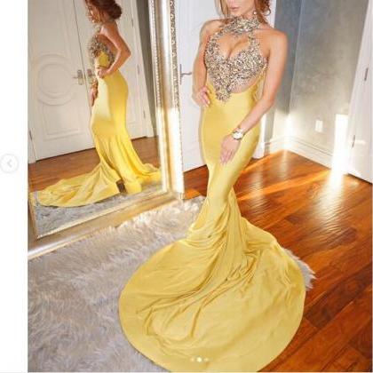 Yellow Mermaid Prom Dresses