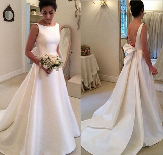 Wedding Dresses 2017 White Long Dress Open Back Wedding Dresses 2017 White Long Dress Open Back Ribbon Train