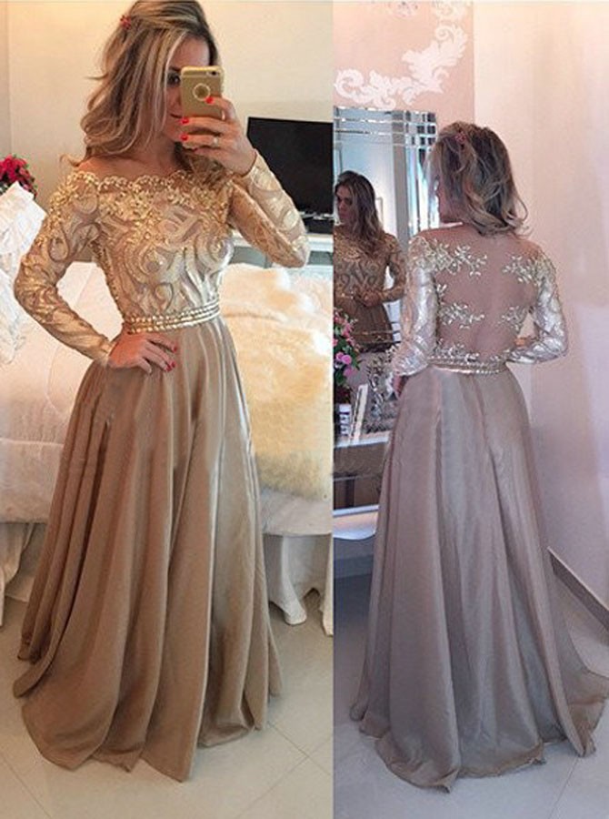Simple Gold Prom Dresses