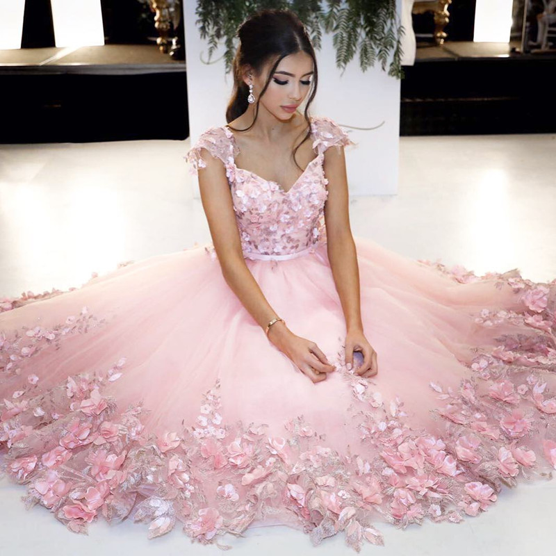 Pink Short Formal Floral Dress