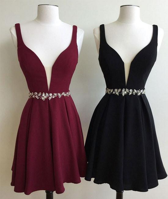 burgundy simple dress