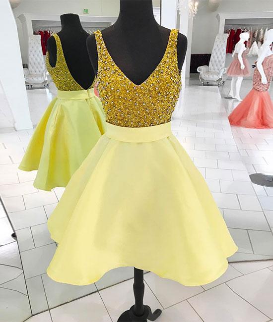 yellow short dress