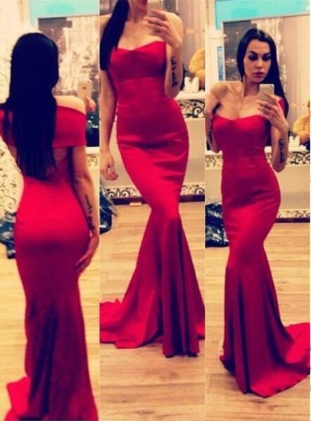 fitted red gown