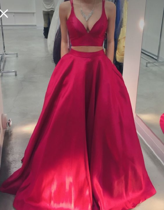 two piece long prom dresses cheap