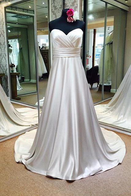 Strapless Sweetheart Ruched Satin A-line Wedding Dress